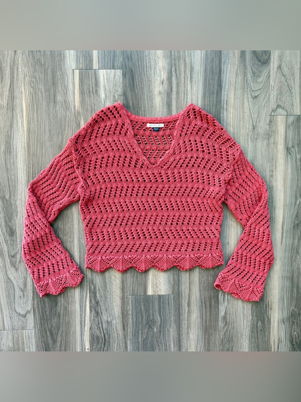 American Eagle Sunset-Colored Open-Weave Sweater Size XS